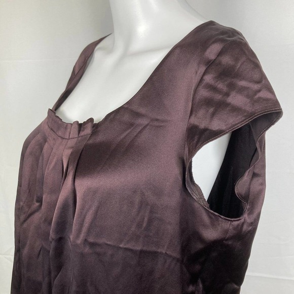 Classiques Entier Shirt Womens PM Petite Plum Purple Pleated 100% Silk Top Zip - Picture 2 of 10